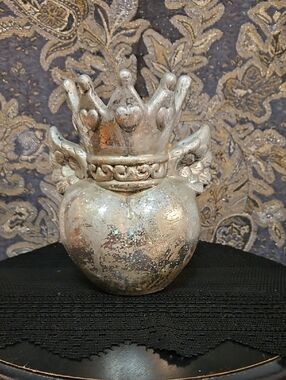 Ceramic Silver Crowned Heart